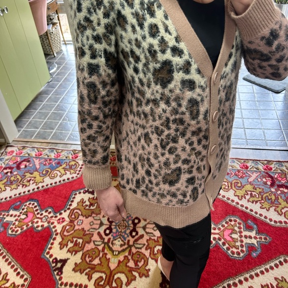 Leopard Print Button-Up Sweater - Picture 2 of 3